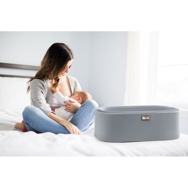 Casa si Gradina - Mobilier - Mobilier copii - Patuturi copii - Leagan pentru copii, Hanah Home, lemn de pin, gri si nuc, 90x70x58 cm - Infinity.ro