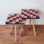Casa si Gradina - Mobilier - Mese si birouri - Masute de cafea - Set masute de cafea, Hanah Home, mdf, albastru marin, portocaliu, alb, 35x35x47 cm - Infinity.ro