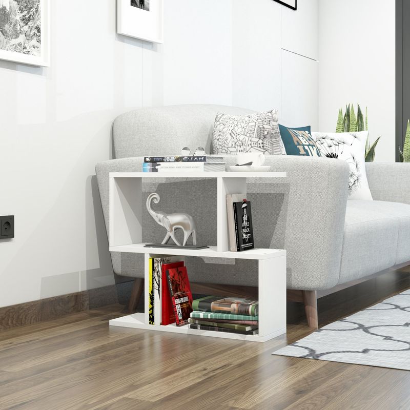 Casa si Gradina - Mobilier - Mese si birouri - Mese living - Masuta laterala, Hanah Home, panou de particule melaminat, alb, 60x20x55 cm - Infinity.ro