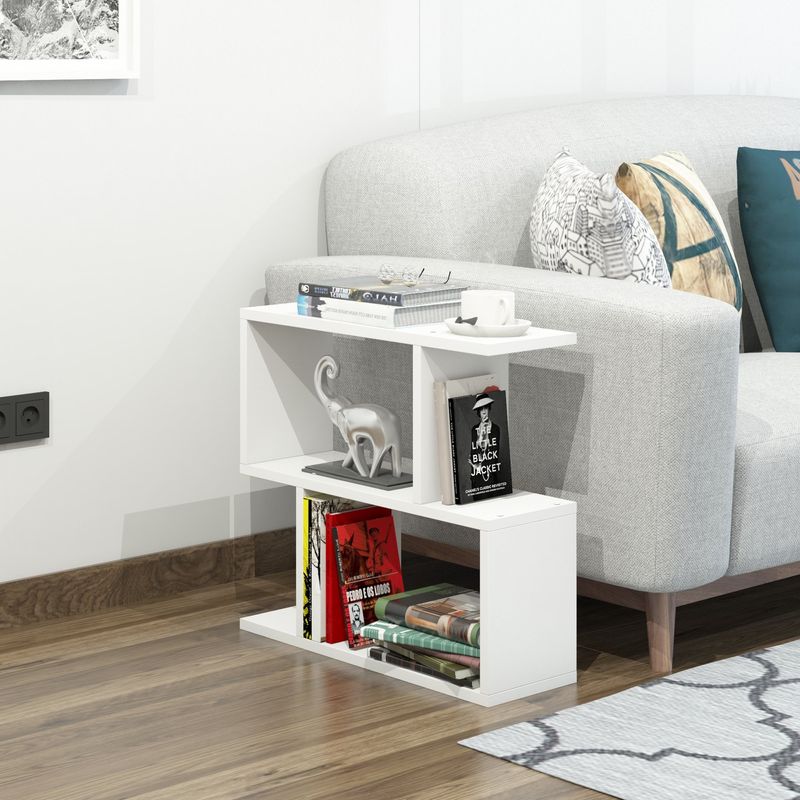 Casa si Gradina - Mobilier - Mese si birouri - Mese living - Masuta laterala, Hanah Home, panou de particule melaminat, alb, 60x20x55 cm - Infinity.ro