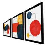 Casa si Gradina - Decoratiuni - Tablouri - Tablou decorativ inramat, Wallxpert, mdf, rosu, mustar, albastru marin, alb, 38x53 cm, set 3 bucati - Infinity.ro