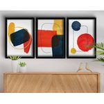 Casa si Gradina - Decoratiuni - Tablouri - Tablou decorativ inramat, Wallxpert, mdf, rosu, mustar, albastru marin, alb, 38x53 cm, set 3 bucati - Infinity.ro