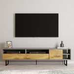 Casa si Gradina - Mobilier - Comode si corpuri - Comode - Comoda tv, Hanah Home, pal melaminat, gri si stejar, 180x44.7x29.8 cm - Infinity.ro