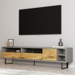 Casa si Gradina - Mobilier - Comode si corpuri - Comode - Comoda tv, Hanah Home, pal melaminat, gri si stejar, 180x44.7x29.8 cm - Infinity.ro