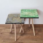 Casa si Gradina - Mobilier - Mese si birouri - Masute de cafea - Set masute de cafea, Hanah Home, mdf, gri verde auriu, 35x35x47 cm - Infinity.ro