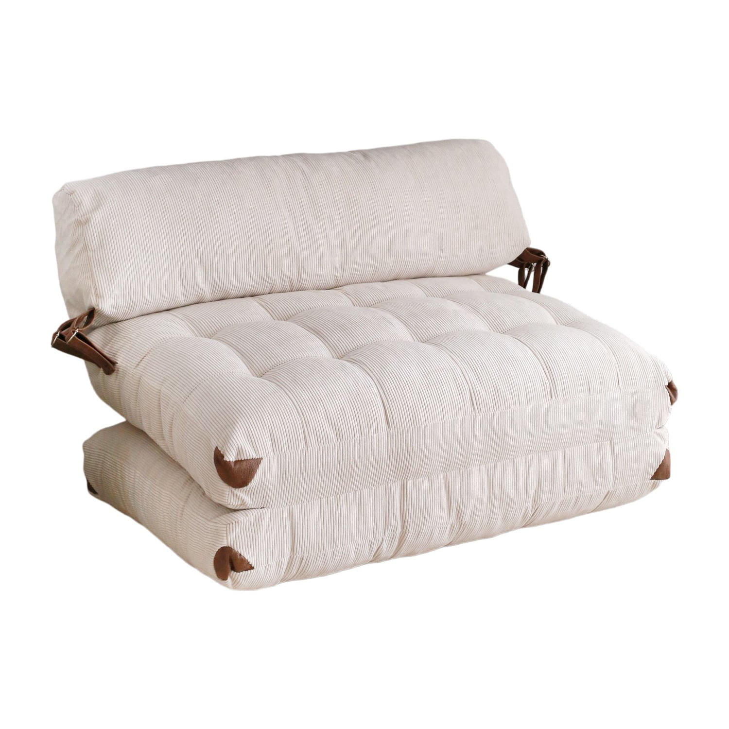 Canapea extensibila 2 locuri, Hanah Home, catifea, alb, 120x79x75 cm