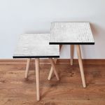Casa si Gradina - Mobilier - Mese si birouri - Masute de cafea - Set masute de cafea, Hanah Home, mdf, alb, picioare lemn fag, 35x35x47 cm si 35x35x42 cm - Infinity.ro