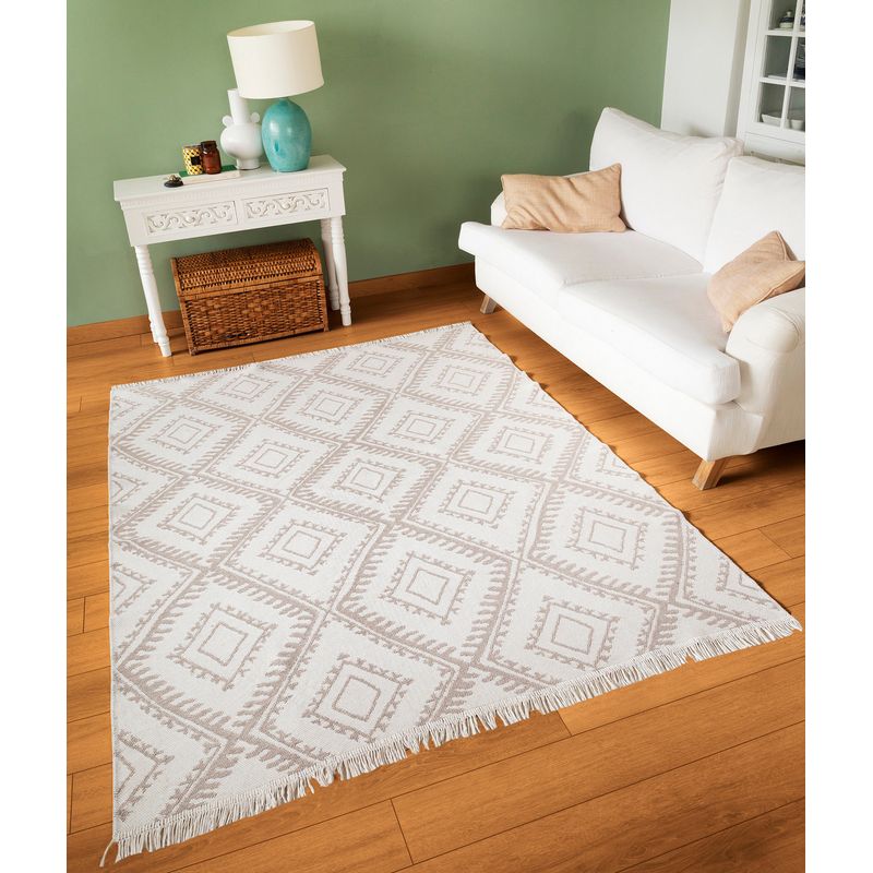 Casa si Gradina - Textile si covoare - Covoare - Covoare casa - Covor, Conceptum Hypnose, alb, bej, 60x100 cm, 100% bumbac, reversibil - Infinity.ro
