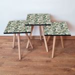 Casa si Gradina - Mobilier - Mese si birouri - Masute de cafea - Set masute de cafea, Hanah Home, mdf, verde crem portocaliu, 3 piese, 35x35x52 cm - Infinity.ro