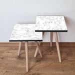 Casa si Gradina - Mobilier - Mese si birouri - Masute de cafea - Set masute de cafea, Hanah Home, mdf, alb gri, 35x47x35 cm, 35x42x35 cm - Infinity.ro