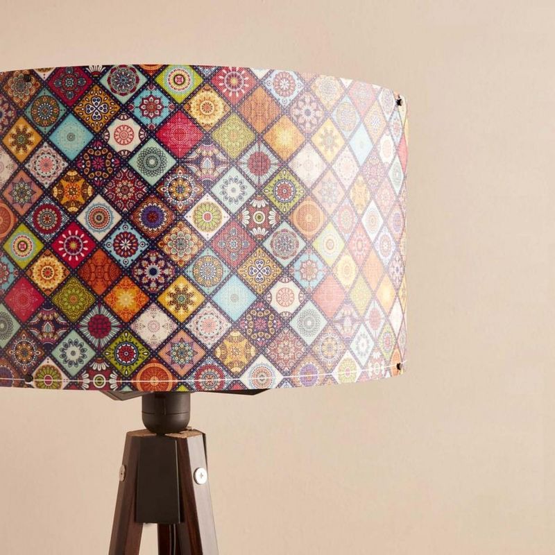 Casa si Gradina - Corpuri si surse de iluminat - Veioze si lampi - Lampadare - Lampadar, Opviq, material textil si lemn, multicolor, 21x140 cm - Infinity.ro