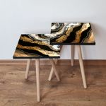 Casa si Gradina - Mobilier - Mese si birouri - Masute de cafea - Set masute de cafea, Hanah Home, mdf, negru auriu alb, 35x35x47 cm, picioare lemn fag - Infinity.ro