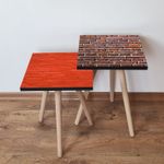Casa si Gradina - Mobilier - Mese si birouri - Masute de cafea - Set masute de cafea, Hanah Home, mdf, rosu si maro, 35x47x35 cm si 35x42x35 cm - Infinity.ro