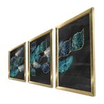 Casa si Gradina - Decoratiuni - Tablouri - Tablou decorativ inramat, Wallxpert, mdf, albastru, albastru marin, auriu, alb, 38x53 cm, set 3 piese - Infinity.ro