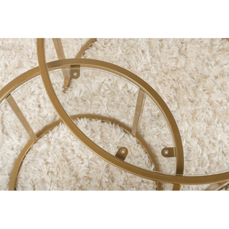 Casa si Gradina - Mobilier - Mese si birouri - Masute de cafea - Set masute de cafea, Hanah Home, sticla temperata, auriu, metal, 60x60x43 cm, 42x42x39 cm - Infinity.ro
