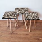 Casa si Gradina - Mobilier - Mese si birouri - Masute de cafea - Set masute de cafea, Hanah Home, mdf, negru alb somon, 35x35x52 cm - Infinity.ro