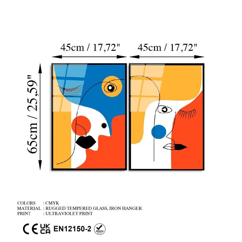 Casa si Gradina - Decoratiuni - Tablouri - Tablou decorativ, Wallxpert, sticla temperata, multicolor, 45x65 cm, set 2 piese - Infinity.ro