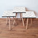 Casa si Gradina - Mobilier - Mese si birouri - Masute de cafea - Set masute cuib, Hanah Home, mdf, alb gri, 35x35x52 cm - Infinity.ro