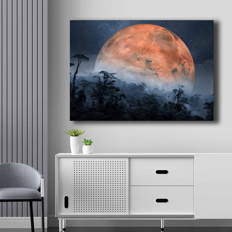 Casa si Gradina - Decoratiuni - Tablouri - Tablou canvas decorativ, Wallxpert, portocaliu, albastru marin, negru, 70x100 cm, 100% panza, rama lemn de pin - Infinity.ro