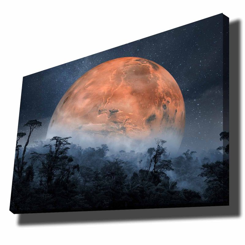 Casa si Gradina - Decoratiuni - Tablouri - Tablou canvas decorativ, Wallxpert, portocaliu, albastru marin, negru, 70x100 cm, 100% panza, rama lemn de pin - Infinity.ro