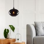 Casa si Gradina - Corpuri si surse de iluminat - Lustre si pendule - Lustra, Opviq, sticla, fumuriu, 27x27 cm, inaltime reglabila - Infinity.ro