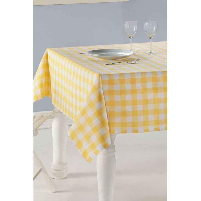 Casa si Gradina - Textile si covoare - Textile bucatarie - Fete de masa - Fata de masa, Hermia, galben, 160x160 cm, 100% bumbac, model in carouri - Infinity.ro
