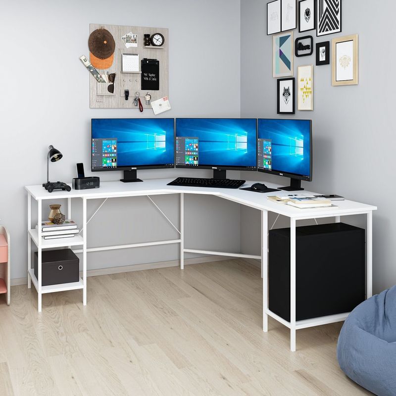 Casa si Gradina - Mobilier - Mese si birouri - Birouri - Birou de studiu, Hanah Home, pal melaminat, alb, 180x60x76 cm - Infinity.ro