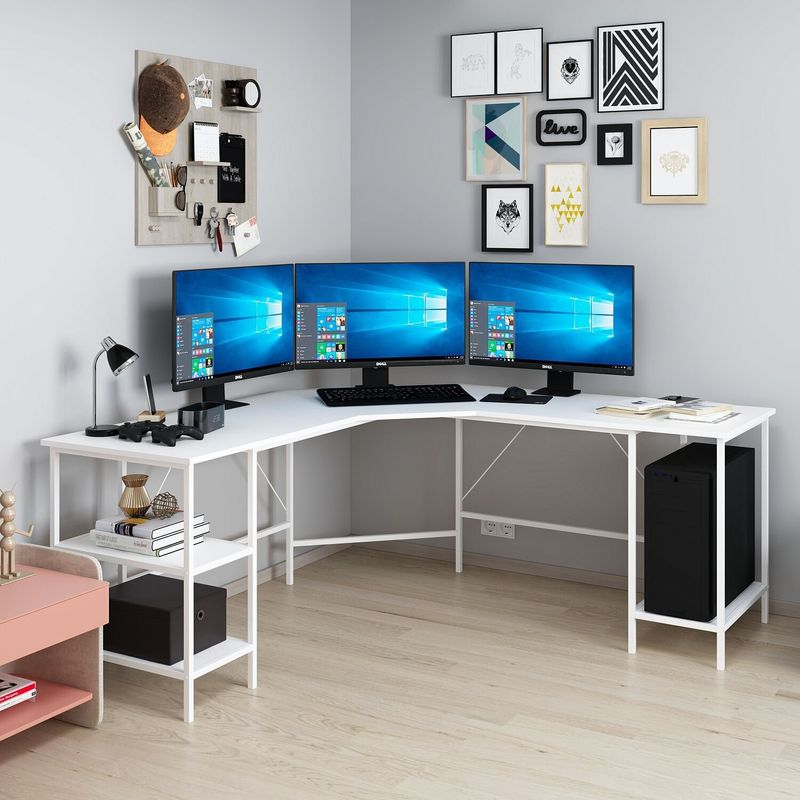 Casa si Gradina - Mobilier - Mese si birouri - Birouri - Birou de studiu, Hanah Home, pal melaminat, alb, 180x60x76 cm - Infinity.ro