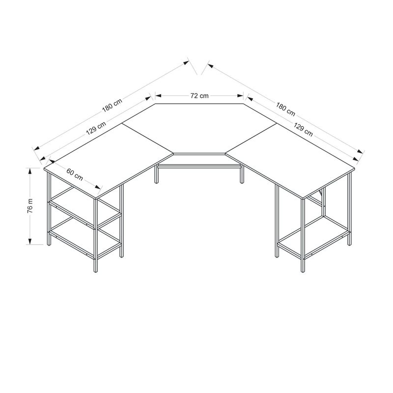 Casa si Gradina - Mobilier - Mese si birouri - Birouri - Birou de studiu, Hanah Home, pal melaminat, alb, 180x60x76 cm - Infinity.ro