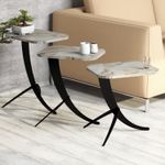 Casa si Gradina - Mobilier - Mese si birouri - Masute de cafea - Set masute de cafea, Hanah Home, PAL melaminat, alb negru, 35x45x60 cm - Infinity.ro