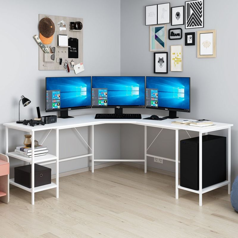 Casa si Gradina - Mobilier - Mese si birouri - Birouri - Birou de studiu, Hanah Home, pal melaminat, alb, 180x60x76 cm - Infinity.ro