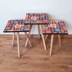 Casa si Gradina - Mobilier - Mese si birouri - Masute de cafea - Set masute de cafea, Hanah Home, mdf, multicolor, picioare lemn fag, 3 bucati - Infinity.ro