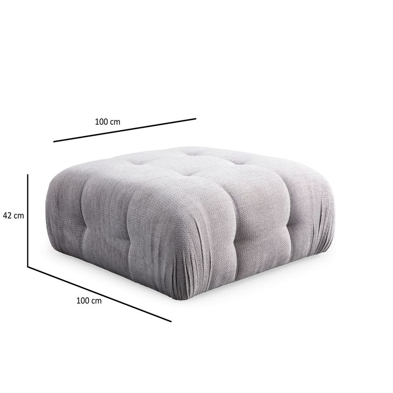Casa si Gradina - Mobilier - Scaune si fotolii - Tabureti - Taburet, Atelier Del Sofa, 100% poliester, gri deschis, 100x100x42 cm - Infinity.ro