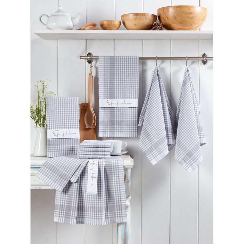 Casa si Gradina - Textile si covoare - Textile baie - Prosoape - Set prosoape de spalat, Hermia, gri si alb, 45x65 cm, 100% bumbac, 10 bucati - Infinity.ro