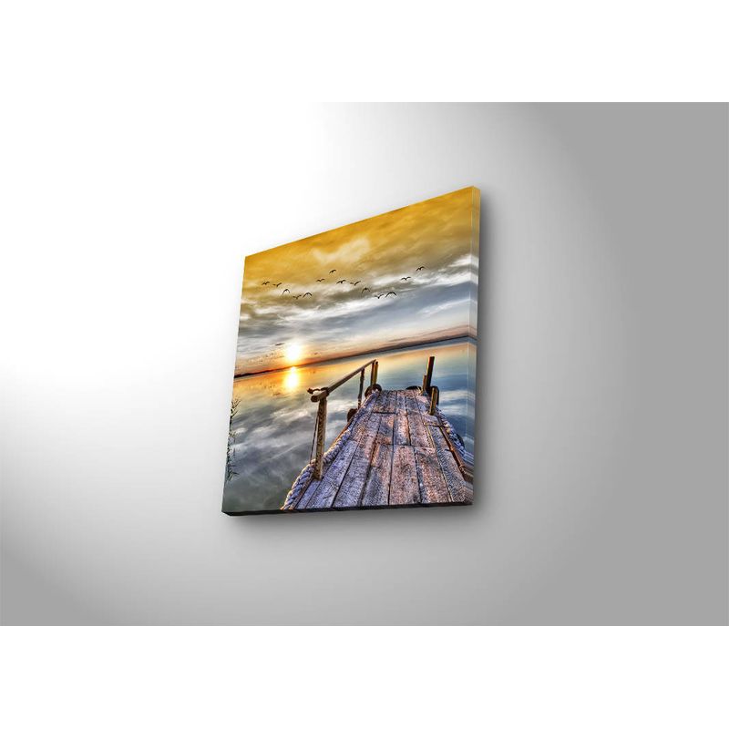 Casa si Gradina - Decoratiuni - Tablouri - Tablou canvas decorativ cu led, Wallxpert, piele de caprioara, multicolor, 28x28 cm, rama lemn - Infinity.ro