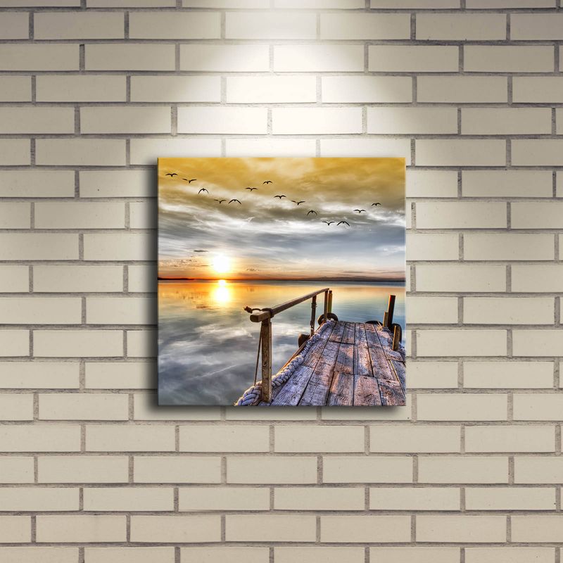 Casa si Gradina - Decoratiuni - Tablouri - Tablou canvas decorativ cu led, Wallxpert, piele de caprioara, multicolor, 28x28 cm, rama lemn - Infinity.ro