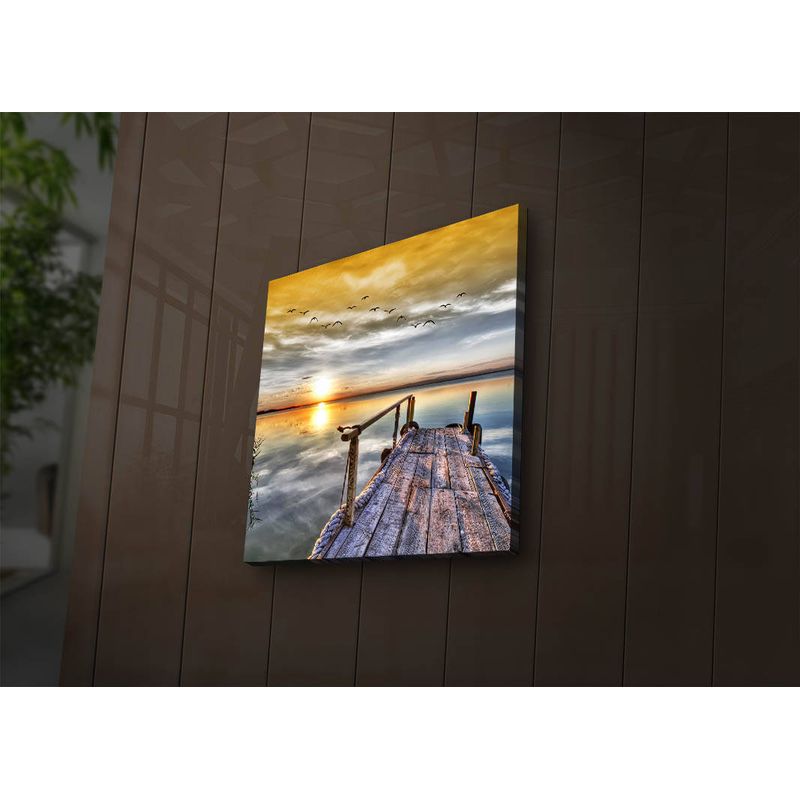 Casa si Gradina - Decoratiuni - Tablouri - Tablou canvas decorativ cu led, Wallxpert, piele de caprioara, multicolor, 28x28 cm, rama lemn - Infinity.ro