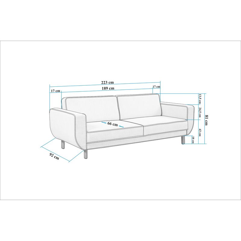 Casa si Gradina - Mobilier - Canapele si coltare - Canapele - Canapea extensibila 3 locuri, Atelier Del Sofa, lemn fag si placi aglomerate, stejar si gri, 223x81x92 cm - Infinity.ro