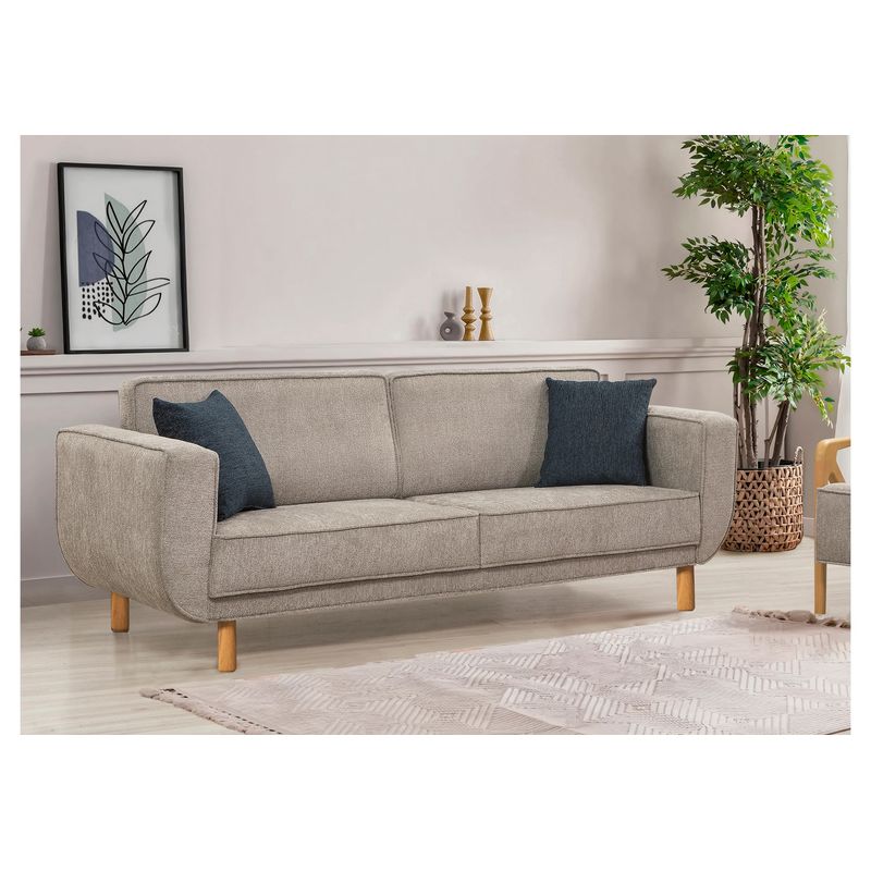 Casa si Gradina - Mobilier - Canapele si coltare - Canapele - Canapea extensibila 3 locuri, Atelier Del Sofa, lemn fag si placi aglomerate, stejar si gri, 223x81x92 cm - Infinity.ro