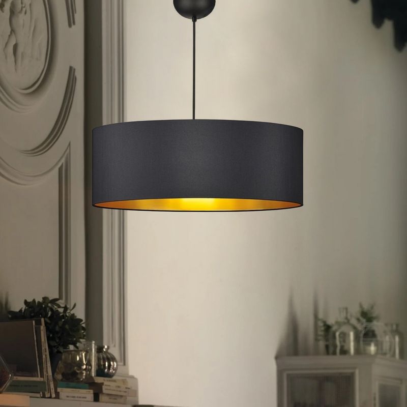 Casa si Gradina - Corpuri si surse de iluminat - Lustre si pendule - Candelabru, Opviq, material textil, negru auriu, 50x50x19 cm - Infinity.ro