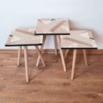 Casa si Gradina - Mobilier - Mese si birouri - Masute de cafea - Set masute de cafea, Hanah Home, mdf, bej roz alb, 35x35x52 cm - Infinity.ro