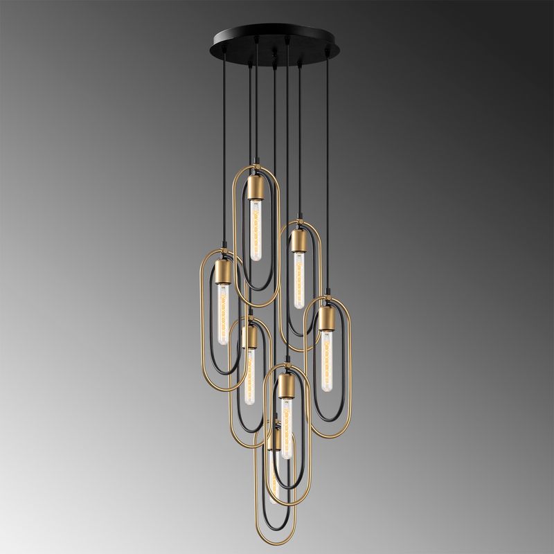 Casa si Gradina - Corpuri si surse de iluminat - Lustre si pendule - Candelabru, Opviq, metal, negru auriu, 48x48x132 cm - Infinity.ro