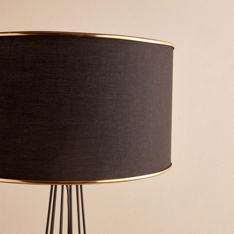 Casa si Gradina - Corpuri si surse de iluminat - Veioze si lampi - Lampadare - Lampadar, Opviq, material textil, negru, 38x38x144 cm - Infinity.ro