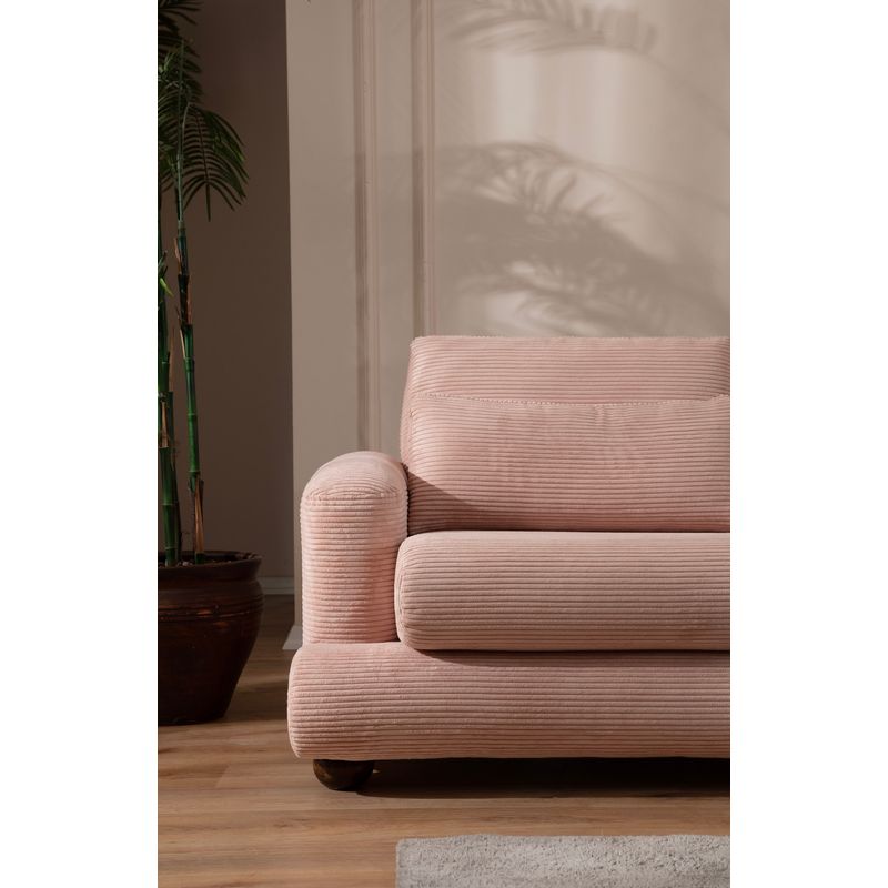Casa si Gradina - Mobilier - Canapele si coltare - Coltare - Coltar, Hanah Home, cadru lemn fag, tapiterie poliester, roz, 330x150x105 cm - Infinity.ro