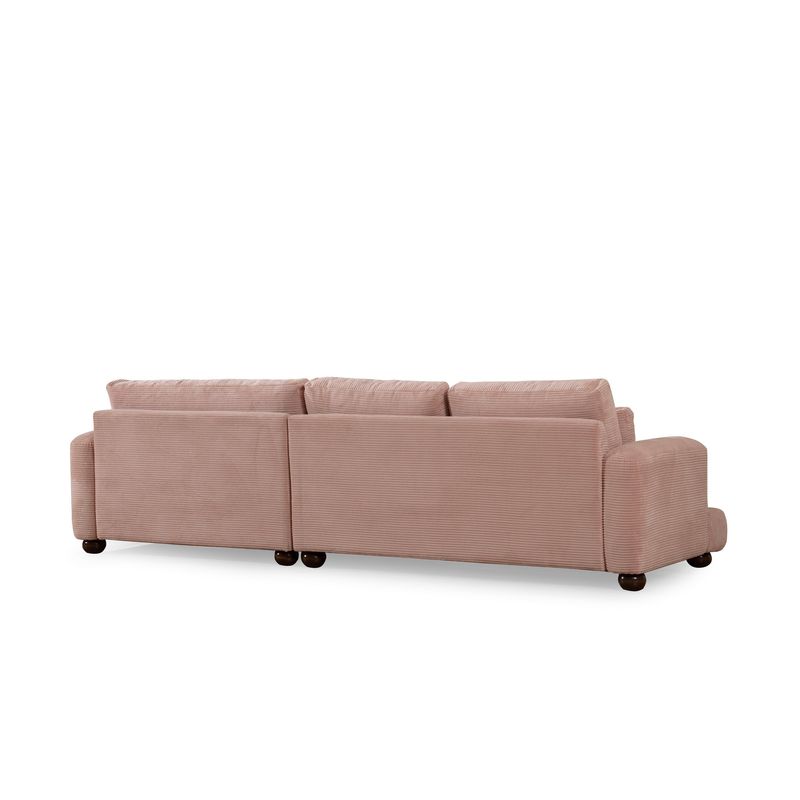 Casa si Gradina - Mobilier - Canapele si coltare - Coltare - Coltar, Hanah Home, cadru lemn fag, tapiterie poliester, roz, 330x150x105 cm - Infinity.ro