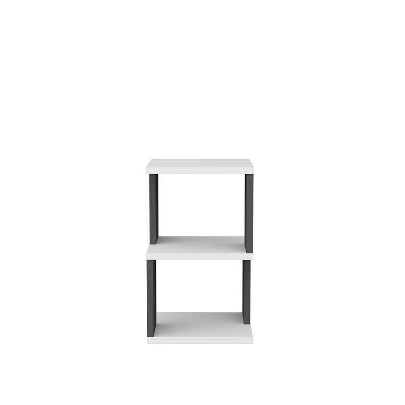 Casa si Gradina - Mobilier - Comode si corpuri - Noptiere - Noptiera, Hanah Home, pal melaminat, alb si antracit, 29.6x29.6x49.4 cm - Infinity.ro
