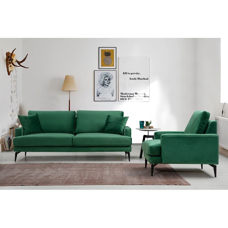 Casa si Gradina - Mobilier - Canapele si coltare - Canapele - Canapea 2 locuri, Hanah Home, lemn fag si pal, verde, 175x90x88 cm - Infinity.ro