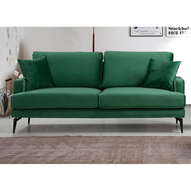 Casa si Gradina - Mobilier - Canapele si coltare - Canapele - Canapea 2 locuri, Hanah Home, lemn fag si pal, verde, 175x90x88 cm - Infinity.ro