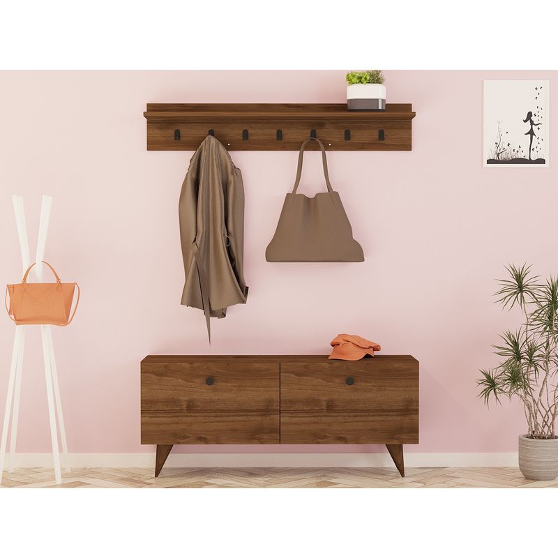 Casa si Gradina - Mobilier - Organizare si depozitare - Cuiere - Cuier, Hanah Home, pal melaminat, nuc, 113x35x48.5 cm - Infinity.ro