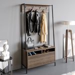 Casa si Gradina - Mobilier - Organizare si depozitare - Cuiere - Cuier, Hanah Home, pal melaminat, nuc si negru, 94x35.3x180 cm - Infinity.ro